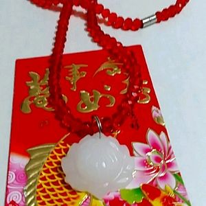 Red Australia crystals with white locus jade flowe
